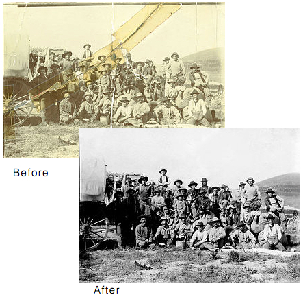 Photo restoration of an old western scene